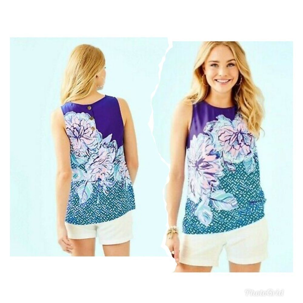 Lilly Pulitzer Iona tank Top Peacock XXS new